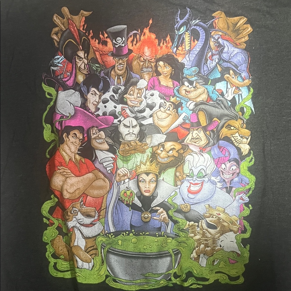 Disney Villains Black Graphic T-Shirt - Unisex Short Sleeve, Attention Grabbing!